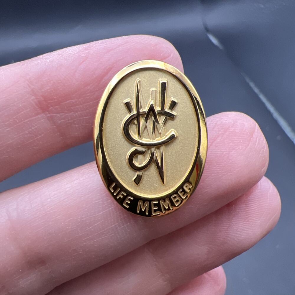 Lotos Club Life Member Pin Brooch Library New York City Gold Tone Vintage RARE